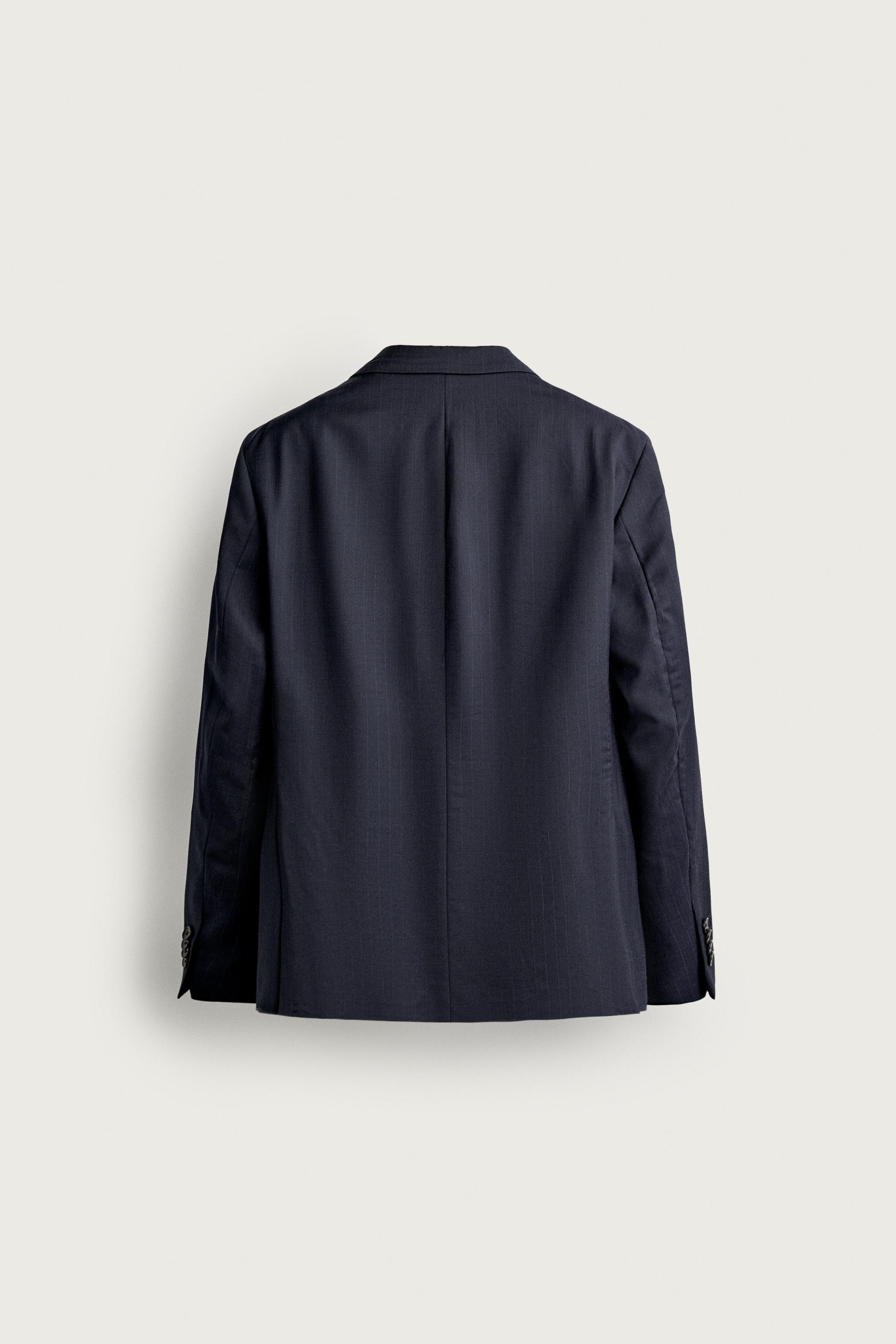 REGULAR FIT 100% WOOL PINSTRIPE SUIT BLAZER